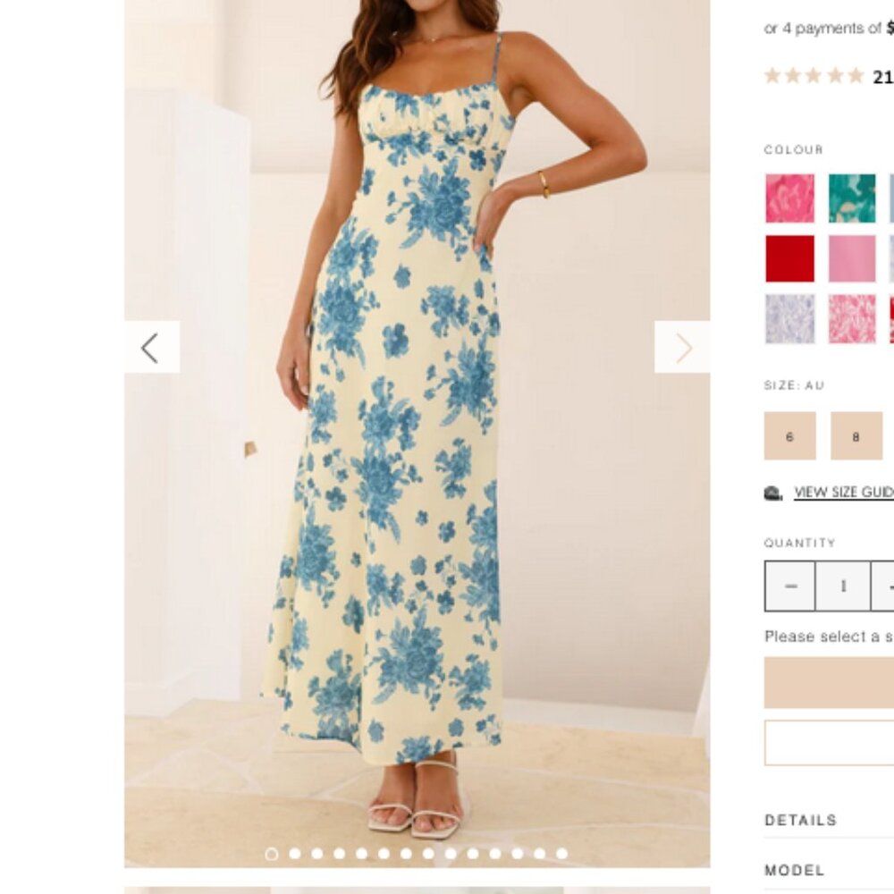 Selfie Leslie Blue Floral Cream Midi Dress